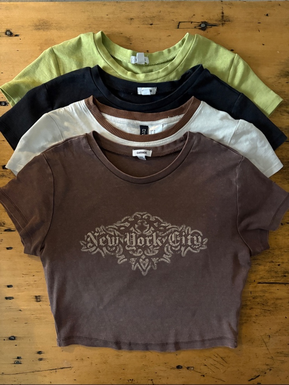 Set of 4 Graphic Crop Top Baby Tees Women’s US S and US XS